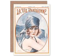 Artery8 La Vie Parisienne Portrait Woman Water Magazine Cover Sealed Greeting Card Plus Envelope Blank inside