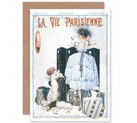 Artery8 La Vie Parisienne Trying On Hats Cherub Magazine Cover Sealed Greeting Card Plus Envelope Blank inside