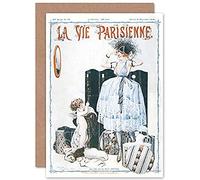 Artery8 La Vie Parisienne Trying On Hats Cherub Magazine Cover Sealed Greeting Card Plus Envelope Blank inside