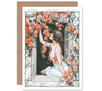 Artery8 La Vie Parisienne Window Roses Flowers Magazine Cover Sealed Greeting Card Plus Envelope Blank inside