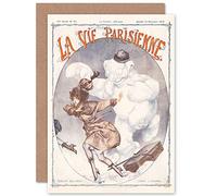 Artery8 La Vie Parisienne Winter is Here Snowman Magazine Cover Sealed Greeting Card Plus Envelope Blank inside