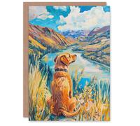 Artery8 Greeting Card Labrador Colorado Mountain Landscape Dog Lover Blank For Him Or Her Art Birthday Card