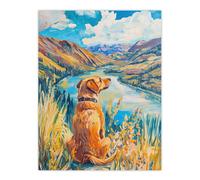 Artery8 Labrador Colorado Mountain Landscape Dog Lover Wall Art Print in Blue | Size: W12" x H16" Artery8 Blue W12" x H16"