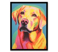 Artery8 Labrador Retriever Retro Screen Print Risograph Dog Artwork Spot Block Colour Duotone Riso Interior Design Artwork Framed Wall Art Print 18X24 Inch