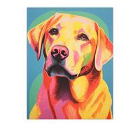 Artery8 Labrador Retriever Retro Screen Print Risograph Dog Artwork Spot Block Colour Duotone Riso Interior Design Extra Large XL Wall Art Poster Print