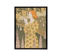 Artery8 Laburnum Foxglove Framed Canvas Wall Art Print Vintage Floral Verneuil in Khaki | Size: W24" x H32" Artery8 Khaki W24" x H32"