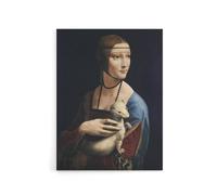 Artery8 Lady with an Ermine La Belle Ferronniere Da Vinci Canvas Wall Art in Black | Size: W24" x H32" Artery8 Black W24" x H32"