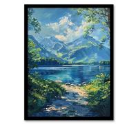 Artery8 Lake District Acrylic Helvellyn View Summer Peace Framed Art Print in Blue | Size: A4 Artery8 Blue A4