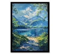 Artery8 Lake District Acrylic Helvellyn View Summer Peace Living Room Artwork Framed Wall Art Print 18X24 Inch