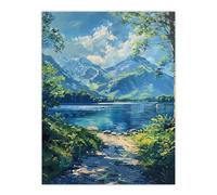 Lake District Acrylic Helvellyn View Summer Peace Wall Art Print Artery8 Blue W24 inch x H32 inch