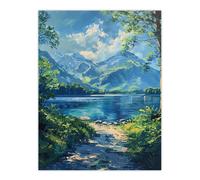 Lake District Acrylic Helvellyn View Summer Peace Wall Art Print Artery8 Blue W24 inch x H32 inch
