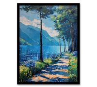 Artery8 Lake District Acrylic Landscape Summer England Framed Art Print in Blue | Size: A4 Artery8 Blue A4