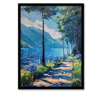 Artery8 Lake District Acrylic Landscape Summer England Living Room Artwork Framed Wall Art Print A4