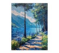 Lake District Acrylic Landscape Summer England Wall Art Print Artery8 Blue W24 inch x H32 inch