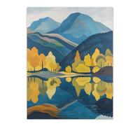 Lake District Cumbria Artwork Summer Hills Forest Wall Art Print Artery8 Blue W24 inch x H32 inch