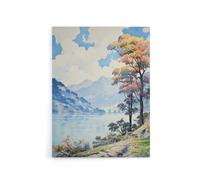 Artery8 Lake District Landscape in Autumn Canvas Wall Art Print | Size: W12" x H16" Artery8 Multicolor W12" x H16"