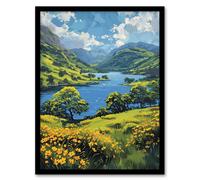 Artery8 Lake District Landscape Painting Helvellyn View Living Room Artwork Framed Wall Art Print A4