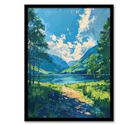 Artery8 Lake District Windermere Acrylic Landscape Summer Living Room Art Print Framed Poster Wall Decor 12x16 inch