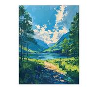 Artery8 Lake District Windermere Acrylic Landscape Summer Living Room Large Wall Art Poster Print Thick Paper 18X24 Inch