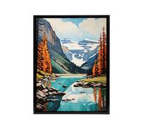 Artery8 Lake Louise Banff in Autumn Canada Framed Canvas Wall Art Print in Blue | Size: W12" x H16" Artery8 Blue W12" x H16"