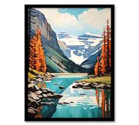 Artery8 Lake Louise Oil Painting Canada Banff National Park In Autumn Artwork Framed Wall Art Print 18X24 Inch