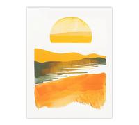 Artery8 Lake Sunset Orange Yellow Abstract Watercolour Wall Art Print | Size: W12" x H16" Artery8 Yellow W12" x H16"
