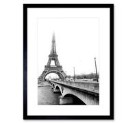 Wee Blue Coo Landmark Eiffel Tower Paris France Misty Black White Framed Wall Art Print