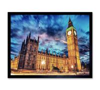 Artery8 Landmark Westminster Palace Big Ben Time Lapse London UK Framed Art in Blue | Size: W12" x H16" Artery8 Blue W12" x H16"