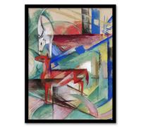 Artery8 Landscape Animals Abstract Franz Marc Vintage Framed Wall Art Print 12X16"