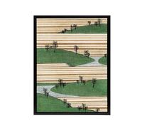 Artery8 Landscape Hills Pattern Framed Canvas Wall Art Print Retro Japan : by Bijutsukai 12x16 Organic landscape motif adding flow and rhythm perfect for hallway office or relaxing living room