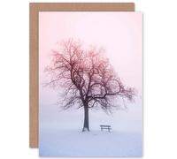 Artery8 Landscape Winter Tree Branches Snow Sunrise Greetings Card Artery8 Multicolor
