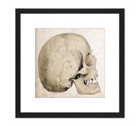 Artery8 Landseer Human Skull Side View Anatomy Diagram 8X8 Inch Square Wooden Framed Wall Art Print Picture with Mount in Black Artery8 Black