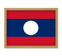 Artery8 Lao People's Democratic Republic National Flag Patriotic Vexillology World Flags Country Region Poster Artwork Framed Wall Art Print A4