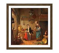 Artery8 Laquy The Kitchen Painting Square Wooden Framed Wall Art Print Picture 16X16 Inch
