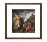 Artery8 Lastman Angel Raphael Takes Leave Old Tobit Painting 8X8 Inch Square Wooden Framed Wall Art Print Picture with Mount in Brown Artery8 Brown