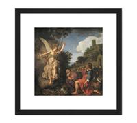 Artery8 Lastman Angel Raphael Takes Leave Old Tobit Painting 8X8 Inch Square Wooden Framed Wall Art Print Picture with Mount in Black Artery8 Black