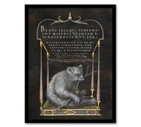 Artery8 Latin Beatitudes With Sloth Artwork Hoefnagel Framed Wall Art Print 12X16"