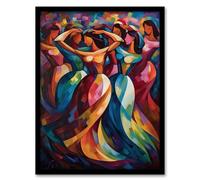Artery8 Latino Merengue Dance Dancing South America Colourful Bright Bold Painting Rhythm Body Energy Theatre Arts Artwork Artwork Framed Wall Art Print 18X24 Inch