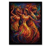 Artery8 Latino Salsa Music Abstract South America Colourful Bright Bold Painting Rhythm Body Energy Theatre Arts Artwork Artwork Framed Wall Art Print A4
