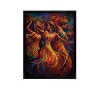Artery8 Latino Salsa Music Dance Colourful Framed Canvas Abstract Wall Art Print | Size: W12" x H16" Artery8 Multicolor W12" x H16"