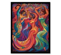 Artery8 Latino Traditional Dance Pastels South America Colourful Bright Bold Painting Rhythm Body Energy Theatre Arts Artwork Artwork Framed Wall Art Print 18X24 Inch