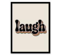 Artery8 Laugh Colourful Retro Rainbow Font Typography Framed Wall Art Print 12X16"