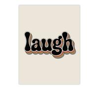 Artery8 Laugh Colourful Retro Rainbow Font Typography Wall Art Print 12X16"