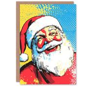 Artery8 Laughing Santa Claus Vibrant Comic Book Pop Art Blank For Him Or Her Art Christmas Card