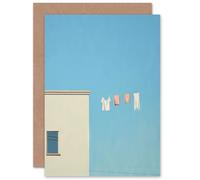 Artery8 Laundry Line Blue Day Minimalist Soft Pastel Thank You Greeting Card Artery8 Blue