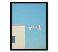 Artery8 Laundry Line On Blue By Amy Denver Minimalist Soft Pastel Utility Room Minimalism Simple Modern Wall Art Print - A4 Size