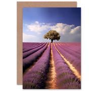 Artery8 Lavender Field Provence France Lone Tree for Wife Her Mum Sister Daughter Mom Gran Nan Birthday Thank You Mothers Day Blank Art Greeting Card
