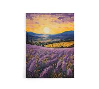 Artery8 Lavender Fields At Sunrise Canvas Wall Art Print in Purple | Size: W24" x H32" Artery8 Purple W24" x H32"