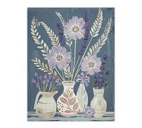 Artery8 Lavender Flower Bouquet Vases Purple Still Life Dining Room Large Wall Art Poster Print Thick Paper 18X24 Inch