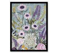 Artery8 Lavender Wildflowers Bouquet in Vase Fun Rustic Living Room Artwork Framed Wall Art Print A4